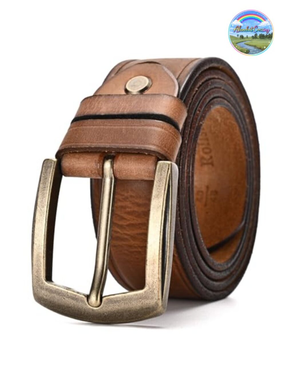 Full Grain Genuine Leather Belt 1.5 Inch Brass Buckle Western Men's Gift Box